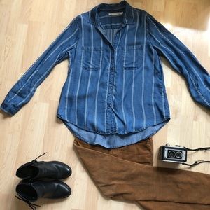 Standard Grace blue button down shirt with lines